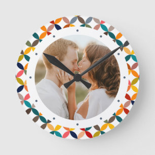 Custom Photo Modern Colourful Personalized Round Clock