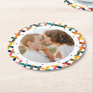 Custom Photo Modern Colourful Personalized Round Paper Coaster