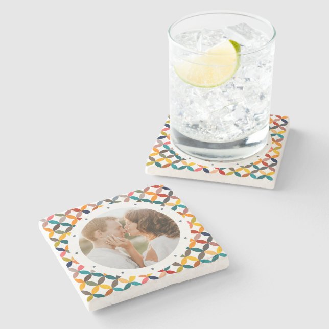 Custom Photo Modern Colourful Personalized Stone Coaster (Side)