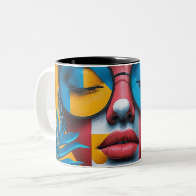 Custom Photo Modern Cool Elegant Create Your Own Two-Tone Coffee Mug (Front Left)