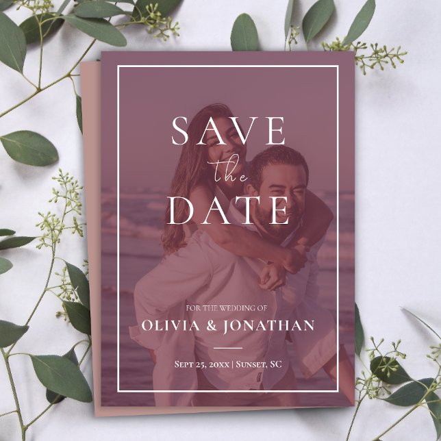 custom Photo Modern Dusty Pink Save the Date Invitation (custom Photo Modern Dusty Pink Save the Date Invitation)