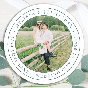 Custom Photo Modern Elegant Return Address  Classic Round Sticker