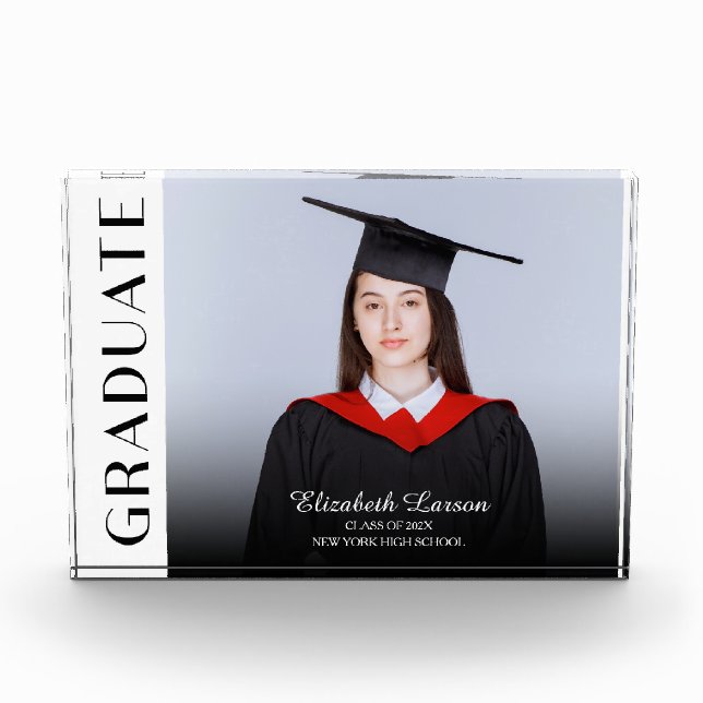 Custom Photo Modern Elegant Senior Graduation Part Block (Front)