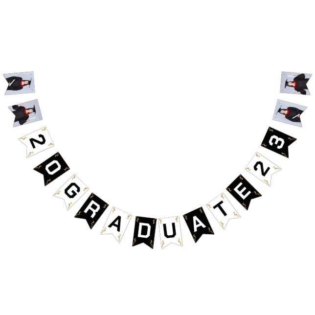 Custom Photo Modern Elegant Senior Graduation Part Bunting Flags (All)