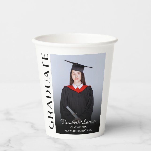 Custom Photo Modern Elegant Senior Graduation Part Paper Cups (Front)