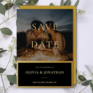 custom Photo Modern Gold Save the Date Invitation