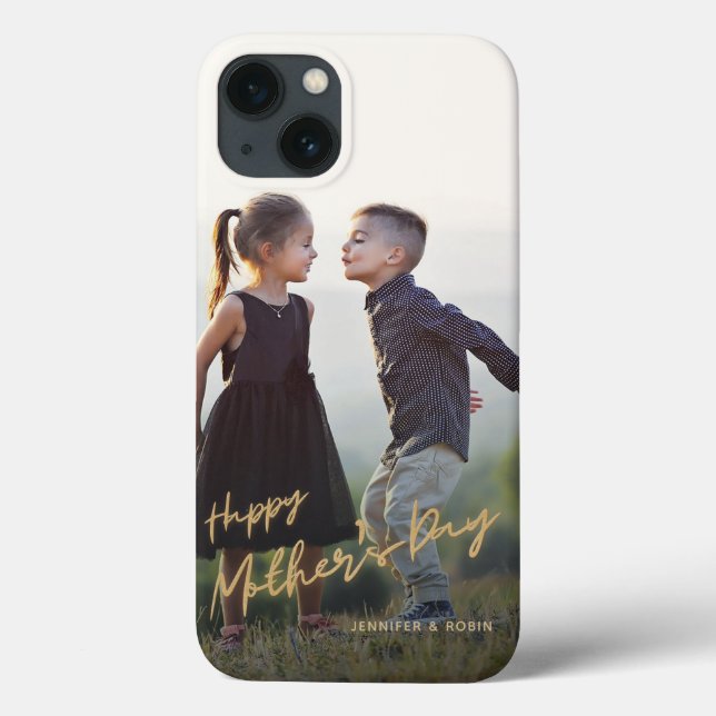 Custom Photo Modern Happy Mothers Day Case-Mate iPhone Case (Back)