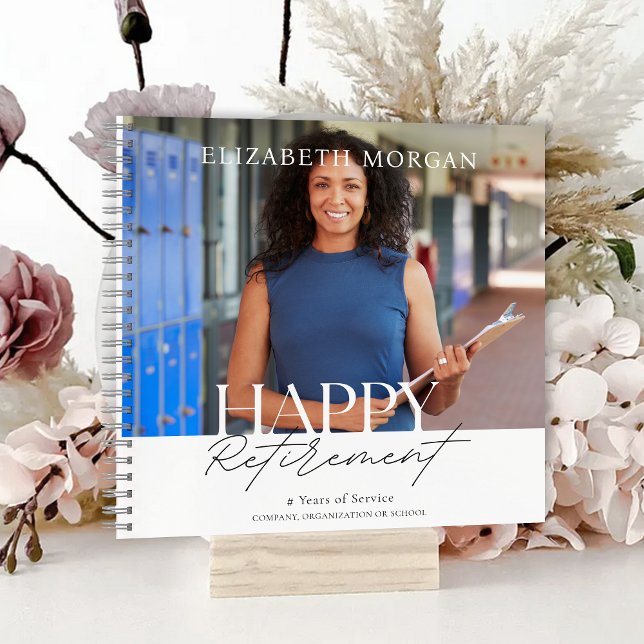 Custom Photo Modern Happy Retirement Message Notebook (Custom Photo Modern Happy Retirement Message Notebook)