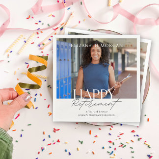 Custom Photo Modern Happy Retirement Party Napkin
