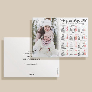 Custom Photo Modern Holiday 2026 Calendar Card