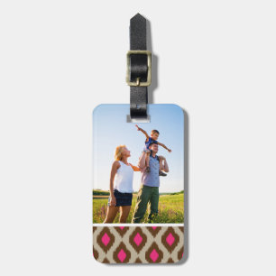 Custom Photo Modern ikat pattern Luggage Tag