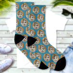 Custom Photo Modern Personalized Teal Blue Socks<br><div class="desc">Upload a photo, and easily create your personalized photo socks. For the best results, please use a square image. Click EDIT USING DESIGN TOOL to change the background colour for each sock side. You can TRANSFER this design on other Zazzle products and adjust it to fit most Zazzle items. Thank...</div>