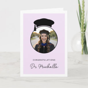 Custom Photo Modern PhD Doctorate Degree Graduate Card
