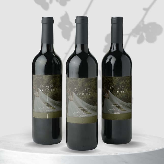 Custom Photo Modern Rehearsal Dinner Welcome Wine Label (Creator Uploaded)