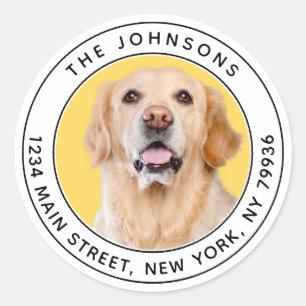 Custom Photo Modern Round Return Address Classic Round Sticker
