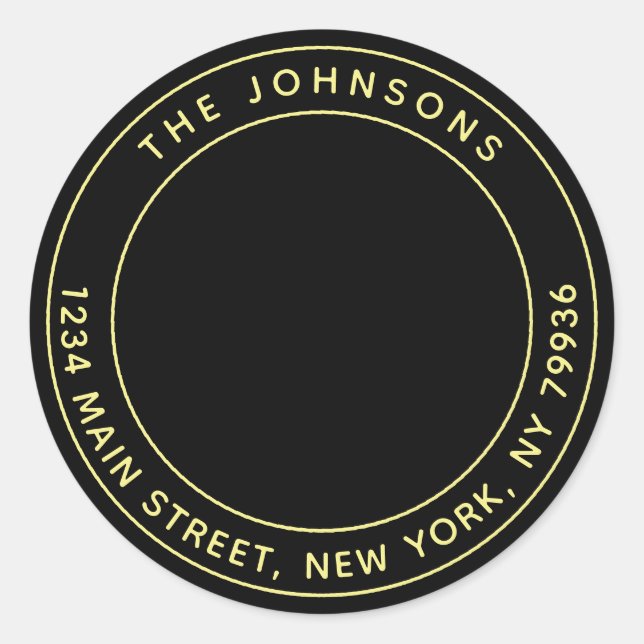 Custom Photo Modern Round Return Address Classic Round Sticker (Front)
