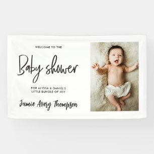 Custom photo Modern Script Baby Shower Welcome Banner
