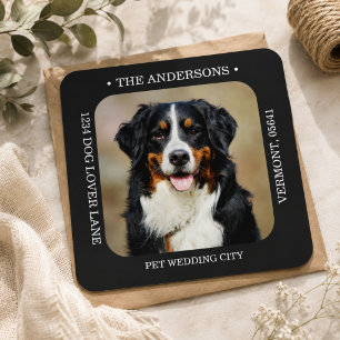 Custom Photo Modern Wedding Return Address Square Sticker