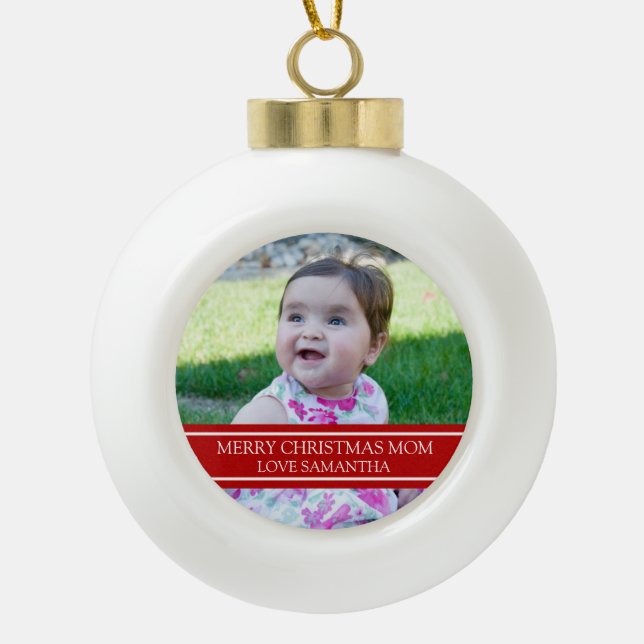 Custom Photo Mom Christmas Ornament (Front)