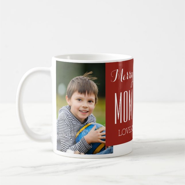 Custom Photo Mom & Dad Christmas Mug Red (Left)