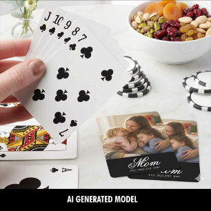 Custom Photo Mom Est Year Minimalist Playing Cards