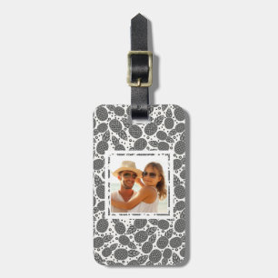 Custom Photo Monochrome Pineapples Luggage Tag