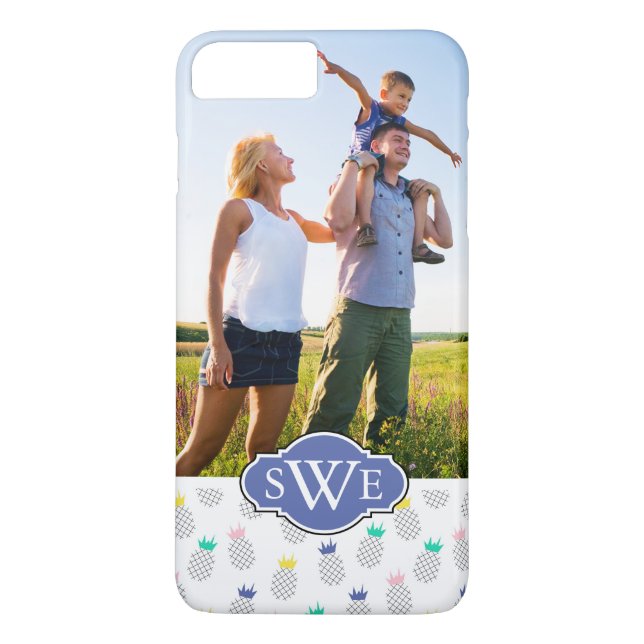 Custom Photo & Monogram Abstract Pineapples Case-Mate iPhone Case (Back)