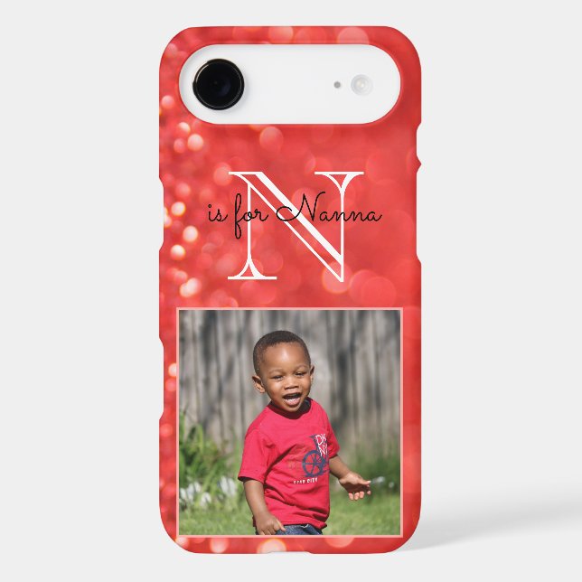 Custom Photo Monogram Add A Name Coral Glitter (Back)