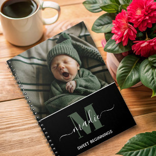 custom photo monogram baby notebook