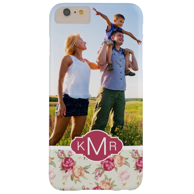 Custom Photo & Monogram Beautiful Peony Pattern Case-Mate iPhone Case (Back)