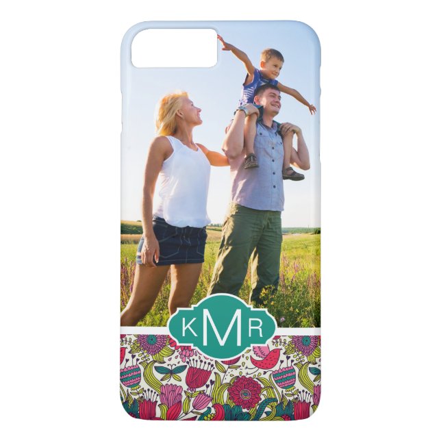 Custom Photo & Monogram Bright floral pattern Case-Mate iPhone Case (Back)