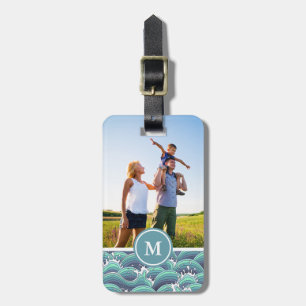 Custom Photo & Monogram Decorative Sea Wave Luggage Tag