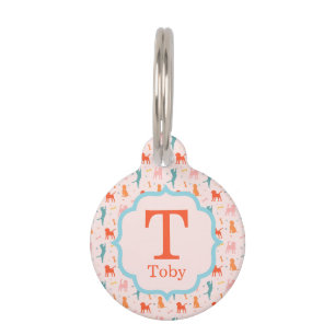 Custom Photo Monogram Dog Pattern Pet Tag
