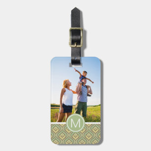 Custom Photo & Monogram green & yellow pattern Luggage Tag