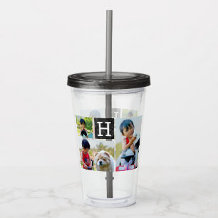 Custom Photo Monogram Initial Letter Personalized Acrylic Tumbler