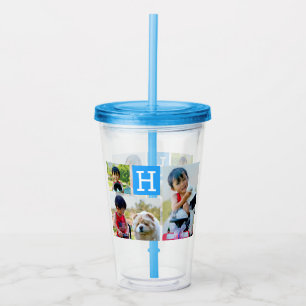 Custom Photo Monogram Initial Letter Personalized Acrylic Tumbler