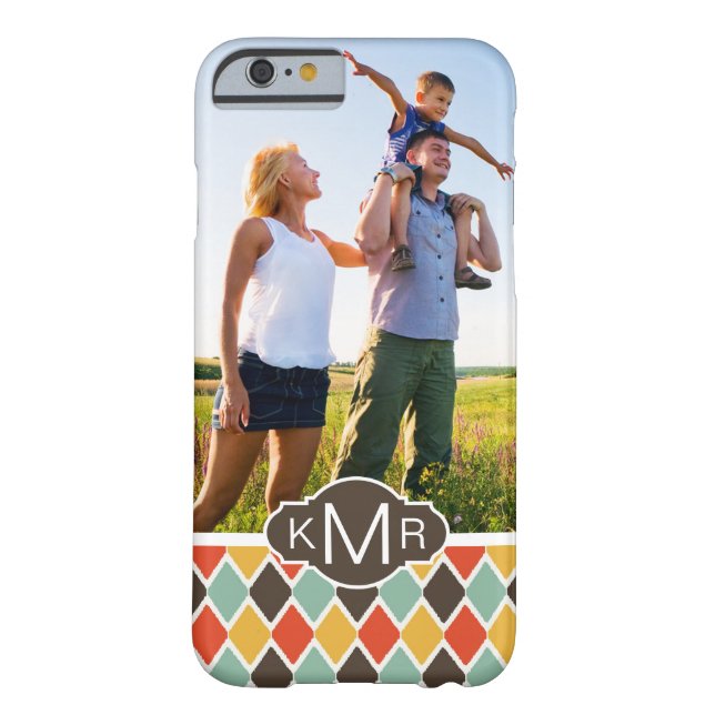 Custom Photo & Monogram Modern Ikat Tribal Pattern Case-Mate iPhone Case (Back)