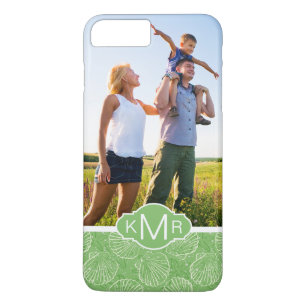 Custom Photo & Monogram Outline seashells iPhone 8 Plus/7 Plus Case