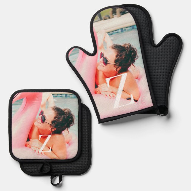 Custom Photo Monogram Oven Mitt and Pot Holders Oven Mitt & Pot Holder Set (Front/Back)