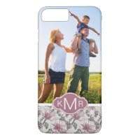 Custom Photo & Monogram Pink Hibiscus Flowers