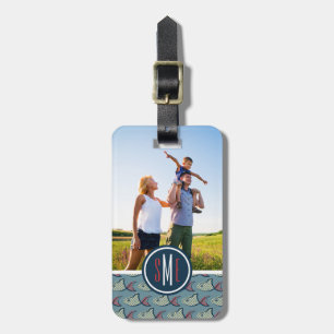 Custom Photo & Monogram Polka Dot Fish Pattern Luggage Tag