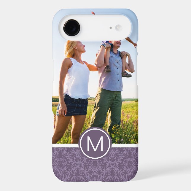 Custom Photo & Monogram Purple floral wallpaper 2 Case-Mate iPhone Case (Back)