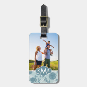 Custom Photo & Monogram Retro Floral Pattern 2 2 Luggage Tag