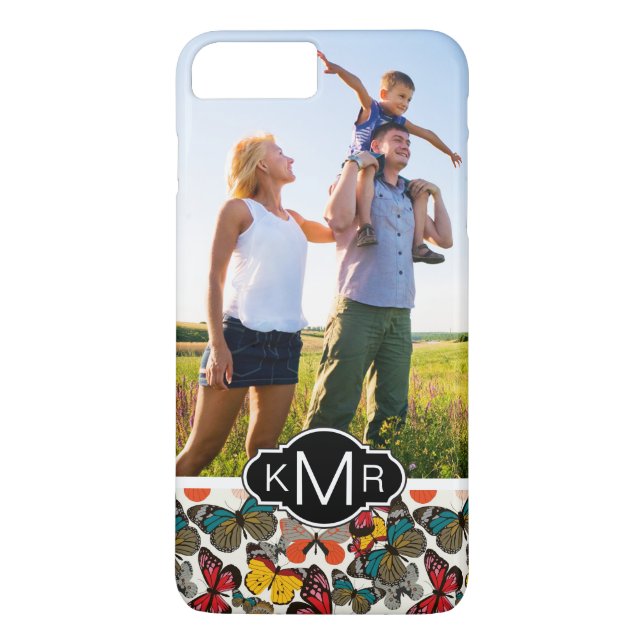 Custom Photo & Monogram Retro floral pattern 7 Case-Mate iPhone Case (Back)