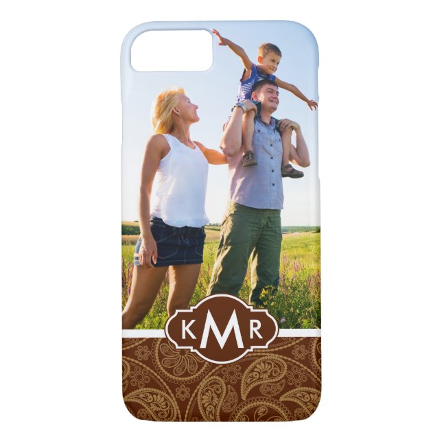 Custom Photo & Monogram Retro mandala pattern Case-Mate iPhone Case (Back)