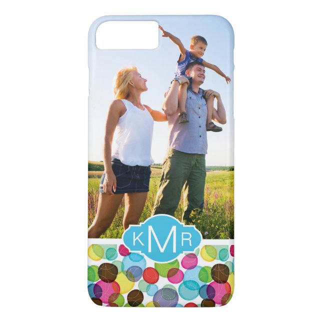 Custom Photo & Monogram Round bubbles pattern 2 Case-Mate iPhone Case (Back)