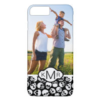 Custom Photo & Monogram Skulls in Black Pattern