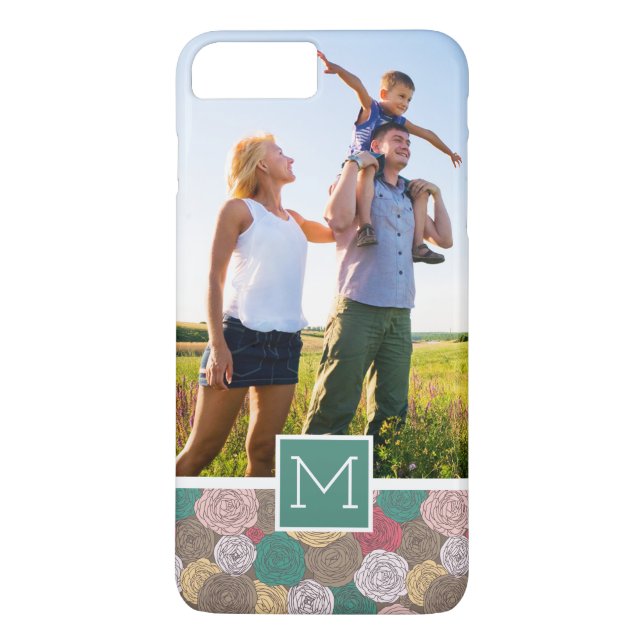 Custom Photo & Monogram Stylish floral pattern Case-Mate iPhone Case (Back)