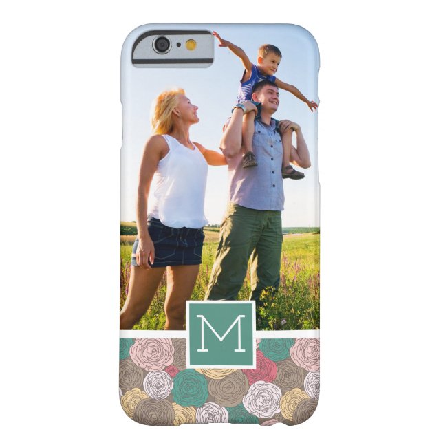 Custom Photo & Monogram Stylish floral pattern Case-Mate iPhone Case (Back)