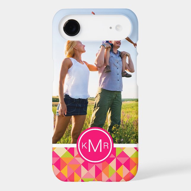 Custom Photo & Monogram Triangles pattern Case-Mate iPhone Case (Back)